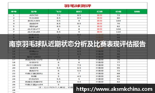 南京羽毛球队近期状态分析及比赛表现评估报告